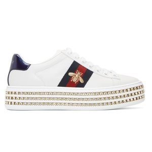Gucci Ace Platform Sneaker with Crystals